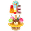 SOKA Wooden 21 Pieces Ice Cream Stand Popsicle Collection Pretend Role Play Set Game Colourful Variety Lolly Shop Food Stand Toy Set for Kids Children Girl Ages 3 year old +