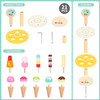 SOKA Wooden 21 Pieces Ice Cream Stand Popsicle Collection Pretend Role Play Set Game Colourful Variety Lolly Shop Food Stand Toy Set for Kids Children Girl Ages 3 year old +