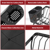 Vinsani Black Dish Drainer Rack 2-Tier Modern Detachable Drying Rack with Auto Drainage System Drip Tray Board Removable Cutlery Holder, Minimalist Dish Draining Rack for Kitchen Sink Countertop
