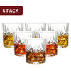 Vinsani Set of 6 Whisky Glasses Tumblers 300ml Intricate Cut Design Thick Transparent Vintage Whiskey Rum Cocktail Drinkware Glasses Bar Gift Set for Men Women