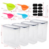 Vinsani 4 Pack Cereal Container Set Plastic Food Kitchen Storage Container Practical Airtight Lids Leak-Proof Cereal Dispenser Ideal for Cereal, Pasta, Sugar, Flour, Rice 