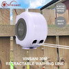 Vinsani 30 metre Retractable Reel Clothes Lines Washing Line with Twin Cable - Dual Retractable Wall Mounted Heavy Duty Clothes Dryer 2 x 15m Lines of Drying Space
