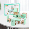 SOKA Wooden Living Room / Dining Room / Bathroom Playset Pretend Play Doll House Furniture Set Realistic Miniature Display Model Figures Perfect Gift for Children Kids Girls Ages 3 year old +