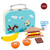 SOKA Wooden Lunchbox Sandwich Set Traditional Lunch Box with Play Food Sandwich Banana Yogurt Pretend Role Play Game Educational Development Perfect Gift for Kids Children Girls Boys 3 years old +