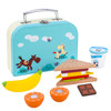 SOKA Wooden Lunchbox Sandwich Set Traditional Lunch Box with Play Food Sandwich Banana Yogurt Pretend Role Play Game Educational Development Perfect Gift for Kids Children Girls Boys 3 years old +