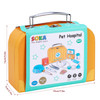 SOKA Wooden Pet Hospital Pretend Playset Educational Preschool Animal Vet Doctor Clinic Role Play Veterinarian Toy Kit with Carry Case for Children Kids Girls Boys Ages 3 year old +