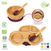 Vinsani Bamboo Car Plate Bowl and Spoon Set for Baby/Toddler, Suction Plate, Stay-Put Non-Slip Base Design, Hypoallergenic, Food-grade Silicone and BPA-Free Baby Feeding Set
