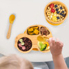 Vinsani Bamboo Car Plate Bowl and Spoon Set for Baby/Toddler, Suction Plate, Stay-Put Non-Slip Base Design, Hypoallergenic, Food-grade Silicone and BPA-Free Baby Feeding Set