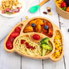 Vinsani Bamboo Dog Plate Bowl and Spoon Set for Baby/Toddler, Suction Plate, Stay-Put Non-Slip Base Design, Hypoallergenic, Food-grade Silicone and BPA-Free Baby Feeding Set