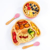 Vinsani Bamboo Dog Plate Bowl and Spoon Set for Baby/Toddler, Suction Plate, Stay-Put Non-Slip Base Design, Hypoallergenic, Food-grade Silicone and BPA-Free Baby Feeding Set