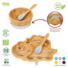 Vinsani Bamboo Dinosaur Plate Bowl and Spoon Set for Baby/Toddler, Suction Plate, Stay-Put Non-Slip Base Design, Hypoallergenic, Food-grade Silicone and BPA-Free Baby Feeding Set
