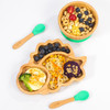 Vinsani Bamboo Dinosaur Plate Bowl and Spoon Set for Baby/Toddler, Suction Plate, Stay-Put Non-Slip Base Design, Hypoallergenic, Food-grade Silicone and BPA-Free Baby Feeding Set