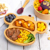 Vinsani Bamboo Monkey Plate Bowl and Spoon Set for Baby/Toddler, Suction Plate, Stay-Put Non-Slip Base Design, Hypoallergenic, Food-grade Silicone and BPA-Free Baby Feeding Set