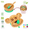 Vinsani Bamboo Monkey Plate Bowl and Spoon Set for Baby/Toddler, Suction Plate, Stay-Put Non-Slip Base Design, Hypoallergenic, Food-grade Silicone and BPA-Free Baby Feeding Set