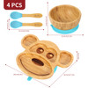 Vinsani Bamboo Monkey Plate Bowl and Spoon Set for Baby/Toddler, Suction Plate, Stay-Put Non-Slip Base Design, Hypoallergenic, Food-grade Silicone and BPA-Free Baby Feeding Set