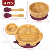 Vinsani Bamboo Turtle Plate Bowl and Spoon Set for Baby/Toddler, Suction Plate, Stay-Put Non-Slip Base Design, Hypoallergenic, Food-grade Silicone and BPA-Free Baby Feeding Set