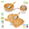 Vinsani Bamboo Elephant Plate Bowl and Spoon Set for Baby/Toddler, Suction Plate, Stay-Put Non-Slip Base Design, Hypoallergenic, Food-grade Silicone and BPA-Free Baby Feeding Set