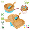 Vinsani Bamboo Elephant Plate Bowl and Spoon Set for Baby/Toddler, Suction Plate, Stay-Put Non-Slip Base Design, Hypoallergenic, Food-grade Silicone and BPA-Free Baby Feeding Set