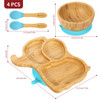 Vinsani Bamboo Elephant Plate Bowl and Spoon Set for Baby/Toddler, Suction Plate, Stay-Put Non-Slip Base Design, Hypoallergenic, Food-grade Silicone and BPA-Free Baby Feeding Set