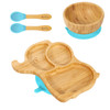 Vinsani Bamboo Elephant Plate Bowl and Spoon Set for Baby/Toddler, Suction Plate, Stay-Put Non-Slip Base Design, Hypoallergenic, Food-grade Silicone and BPA-Free Baby Feeding Set