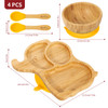 Vinsani Bamboo Elephant Plate Bowl and Spoon Set for Baby/Toddler, Suction Plate, Stay-Put Non-Slip Base Design, Hypoallergenic, Food-grade Silicone and BPA-Free Baby Feeding Set