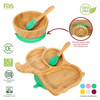 Vinsani Bamboo Elephant Plate Bowl and Spoon Set for Baby/Toddler, Suction Plate, Stay-Put Non-Slip Base Design, Hypoallergenic, Food-grade Silicone and BPA-Free Baby Feeding Set