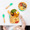 Vinsani Bamboo Elephant Plate Bowl and Spoon Set for Baby/Toddler, Suction Plate, Stay-Put Non-Slip Base Design, Hypoallergenic, Food-grade Silicone and BPA-Free Baby Feeding Set