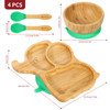 Vinsani Bamboo Elephant Plate Bowl and Spoon Set for Baby/Toddler, Suction Plate, Stay-Put Non-Slip Base Design, Hypoallergenic, Food-grade Silicone and BPA-Free Baby Feeding Set