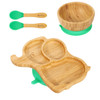 Vinsani Bamboo Elephant Plate Bowl and Spoon Set for Baby/Toddler, Suction Plate, Stay-Put Non-Slip Base Design, Hypoallergenic, Food-grade Silicone and BPA-Free Baby Feeding Set