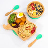 Vinsani Bamboo Elephant Plate Bowl and Spoon Set for Baby/Toddler, Suction Plate, Stay-Put Non-Slip Base Design, Hypoallergenic, Food-grade Silicone and BPA-Free Baby Feeding Set