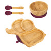 Vinsani Bamboo Elephant Plate Bowl and Spoon Set for Baby/Toddler, Suction Plate, Stay-Put Non-Slip Base Design, Hypoallergenic, Food-grade Silicone and BPA-Free Baby Feeding Set