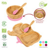 Vinsani Bamboo Elephant Plate Bowl and Spoon Set for Baby/Toddler, Suction Plate, Stay-Put Non-Slip Base Design, Hypoallergenic, Food-grade Silicone and BPA-Free Baby Feeding Set