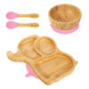 Vinsani Bamboo Elephant Plate Bowl and Spoon Set for Baby/Toddler, Suction Plate, Stay-Put Non-Slip Base Design, Hypoallergenic, Food-grade Silicone and BPA-Free Baby Feeding Set