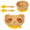 Vinsani Bamboo Panda Plate Bowl and Spoon Set for Baby/Toddler, Suction Plate, Stay-Put Non-Slip Base Design, Hypoallergenic, Food-grade Silicone and BPA-Free Baby Feeding Set