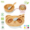 Vinsani Bamboo Panda Plate Bowl and Spoon Set for Baby/Toddler, Suction Plate, Stay-Put Non-Slip Base Design, Hypoallergenic, Food-grade Silicone and BPA-Free Baby Feeding Set