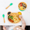 Vinsani Bamboo Panda Plate Bowl and Spoon Set for Baby/Toddler, Suction Plate, Stay-Put Non-Slip Base Design, Hypoallergenic, Food-grade Silicone and BPA-Free Baby Feeding Set