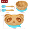 Vinsani Bamboo Panda Plate Bowl and Spoon Set for Baby/Toddler, Suction Plate, Stay-Put Non-Slip Base Design, Hypoallergenic, Food-grade Silicone and BPA-Free Baby Feeding Set