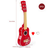 SOKA Wooden Red Guitar Musical Instrument Pretend Play Music Toy Interactive Role Play Game Early Developmental Gift for Children Toddler Kids Boys Girls Ages 3 year old +
