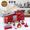 SOKA Wooden Fire Engine Truck with Firefighter Figurines Educational Montessori Blocks Firefight Vehicle Toy Set Gift for Children Kids Boy Girl Ages 3 years old +