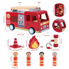 SOKA Wooden Fire Engine Truck with Firefighter Figurines Educational Montessori Blocks Firefight Vehicle Toy Set Gift for Children Kids Boy Girl Ages 3 years old +