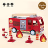 SOKA Wooden Fire Engine Truck with Firefighter Figurines Educational Montessori Blocks Firefight Vehicle Toy Set Gift for Children Kids Boy Girl Ages 3 years old +