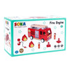 SOKA Wooden Fire Engine Truck with Firefighter Figurines Educational Montessori Blocks Firefight Vehicle Toy Set Gift for Children Kids Boy Girl Ages 3 years old +