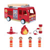 SOKA Wooden Fire Engine Truck with Firefighter Figurines Educational Montessori Blocks Firefight Vehicle Toy Set Gift for Children Kids Boy Girl Ages 3 years old +