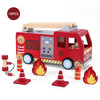 SOKA Wooden Fire Engine Truck with Firefighter Figurines Educational Montessori Blocks Firefight Vehicle Toy Set Gift for Children Kids Boy Girl Ages 3 years old +