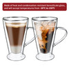 Vinsani Double Walled Coffee Drink Glasses Cups Set of 2 Heat Cold Resistant Minimalist Aesthetic Clear Borosilicate Glass Cup Latte Cappuccino Espresso Dessert Ice Cream Hot and Cold Drinks