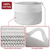 Vinsani Laundry Basket Natural Cotton Hand-Woven Rope Hamper Two Tone Scandinavian Home Décor Minimalist Aesthetic Storage For Clothes Baby Toys Nursery Bathroom and Bedroom Use