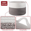 Vinsani Laundry Basket Natural Cotton Hand-Woven Rope Hamper Two Tone Scandinavian Home Décor Minimalist Aesthetic Storage For Clothes Baby Toys Nursery Bathroom and Bedroom Use