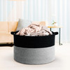 Vinsani Laundry Basket Natural Cotton Hand-Woven Rope Hamper Two Tone Scandinavian Home Décor Minimalist Aesthetic Storage For Clothes Baby Toys Nursery Bathroom and Bedroom Use