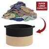 Vinsani Laundry Basket Natural Cotton Hand-Woven Rope Hamper Two Tone Scandinavian Home Décor Minimalist Aesthetic Storage For Clothes Baby Toys Nursery Bathroom and Bedroom Use