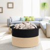 Vinsani Laundry Basket Natural Cotton Hand-Woven Rope Hamper Two Tone Scandinavian Home Décor Minimalist Aesthetic Storage For Clothes Baby Toys Nursery Bathroom and Bedroom Use